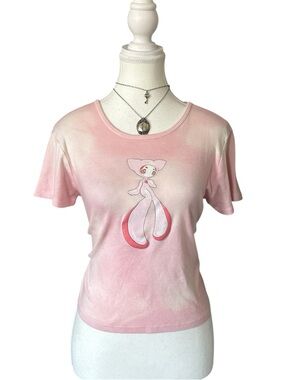 Y2K “UNIF” HNX-6 Omiko Pink Tie-Dye Style Graphic Print Baby Tee